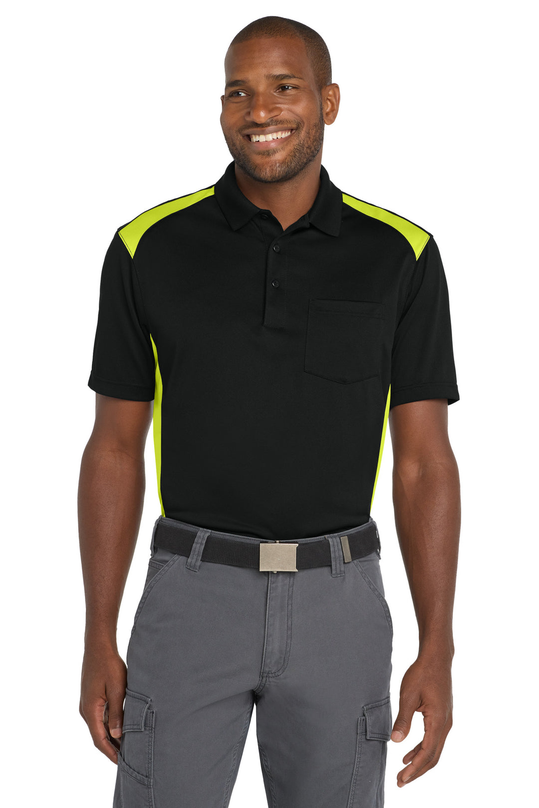 CornerStone Select Snag-Proof Two Way Colorblock Pocket Polo