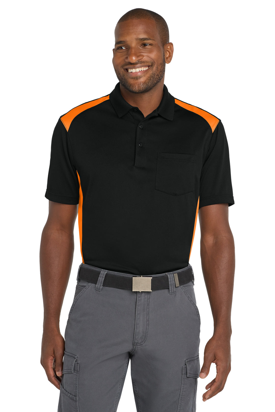 CornerStone Select Snag-Proof Two Way Colorblock Pocket Polo