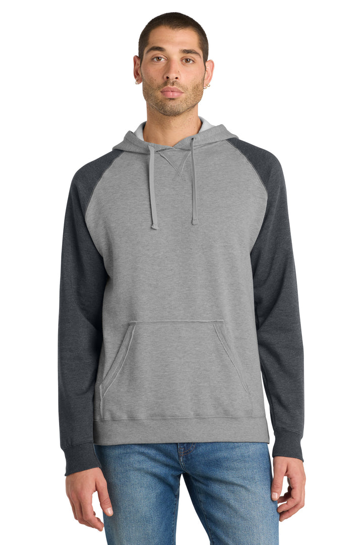 District Young Mens Lightweight Fleece Raglan Hoodie