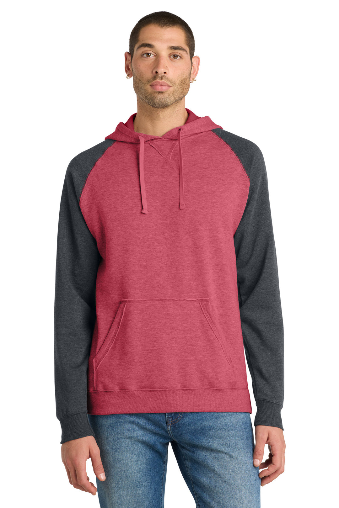 District Young Mens Lightweight Fleece Raglan Hoodie