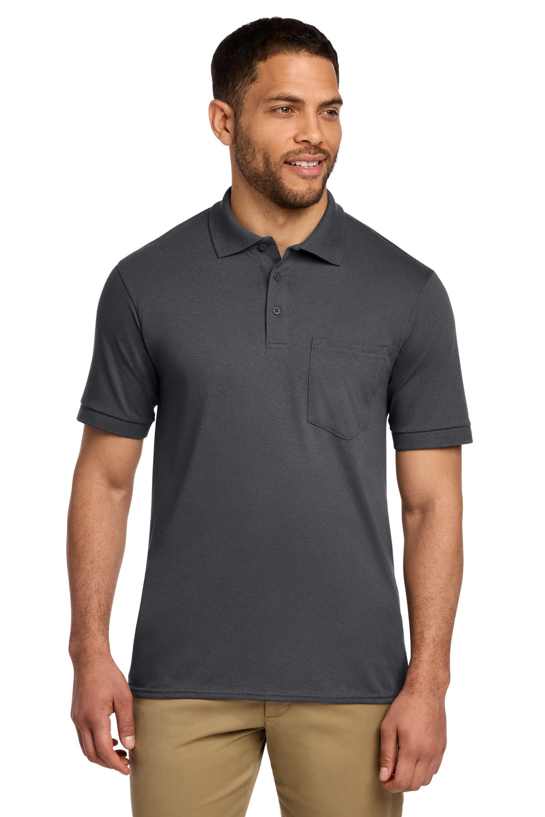 Port &amp; Co Core Blend Jersey Knit Pocket Polo