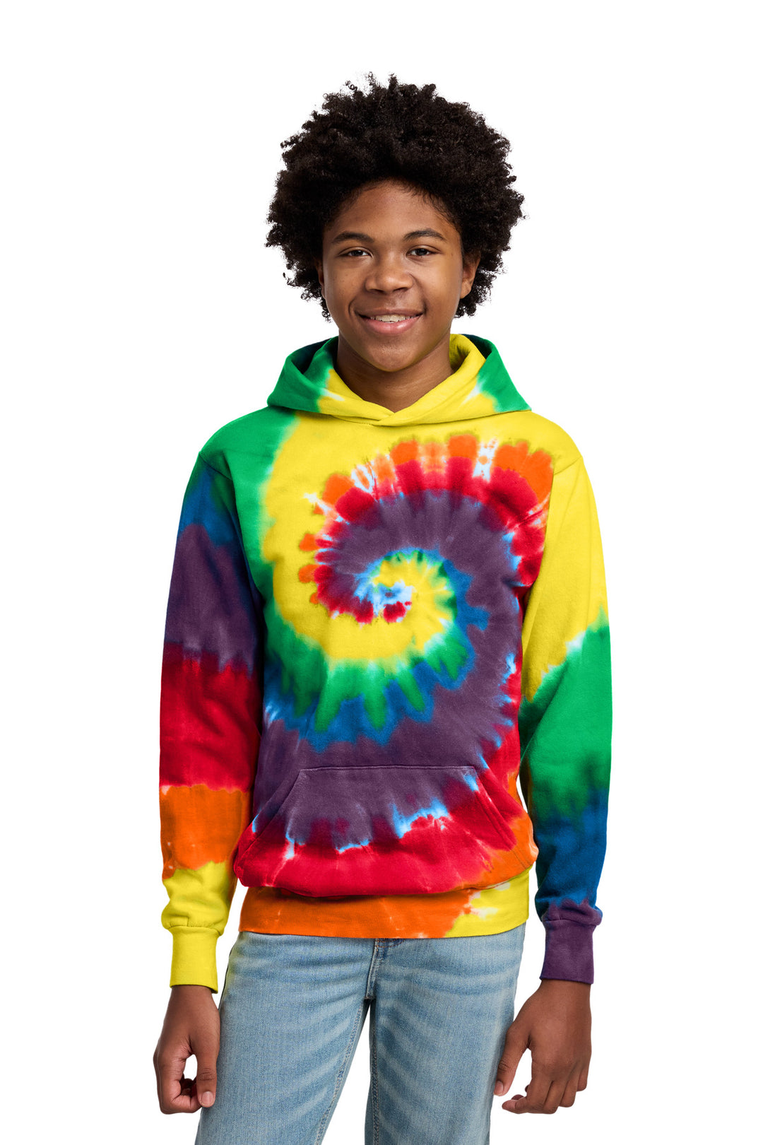 Port &amp; Co Youth Tie-Dye Pullover Hooded Sweatshirt