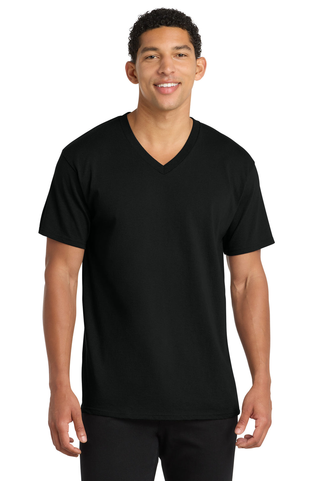 Port &amp; Co PC54V Core Cotton V-Neck Tee