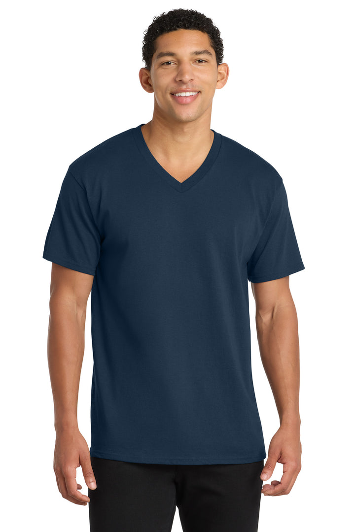 Port &amp; Co PC54V Core Cotton V-Neck Tee