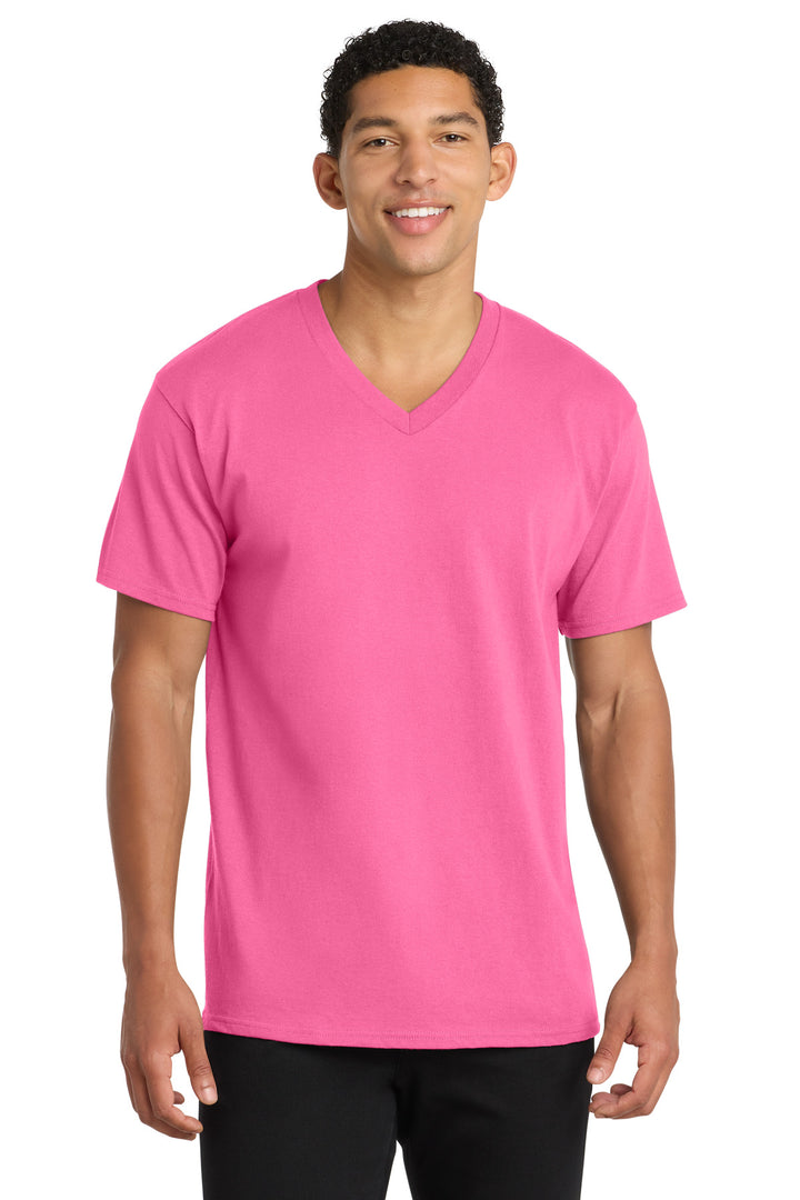 Port &amp; Co PC54V Core Cotton V-Neck Tee