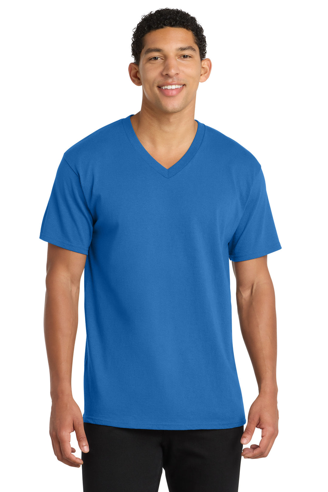 Port &amp; Co PC54V Core Cotton V-Neck Tee