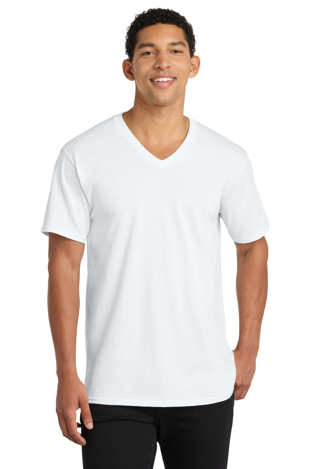 Port &amp; Co Core Cotton V-Neck Tee
