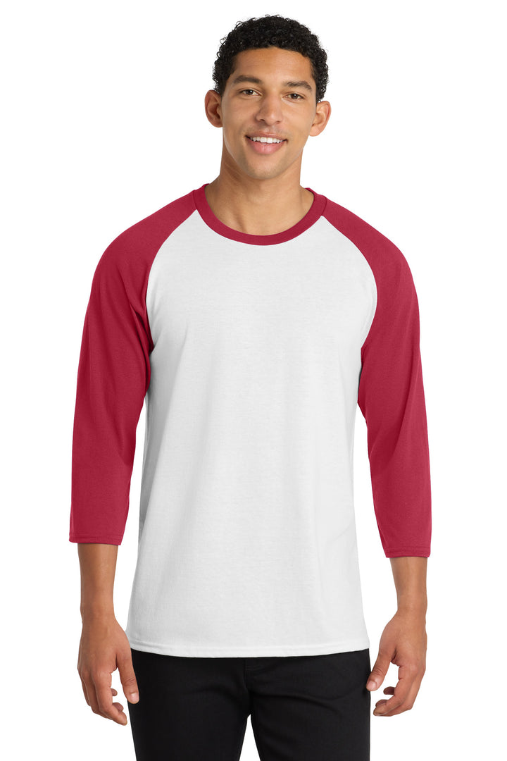 Port &amp; Co Core Blend 3/4-Sleeve Raglan Tee