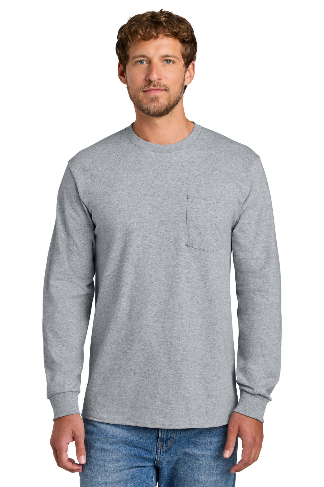 Port &amp; Co Tall Long Sleeve Essential Pocket Tee