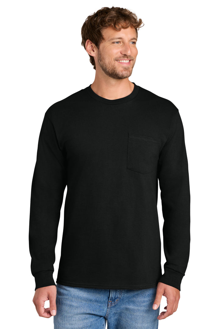 Port &amp; Co Tall Long Sleeve Essential Pocket Tee