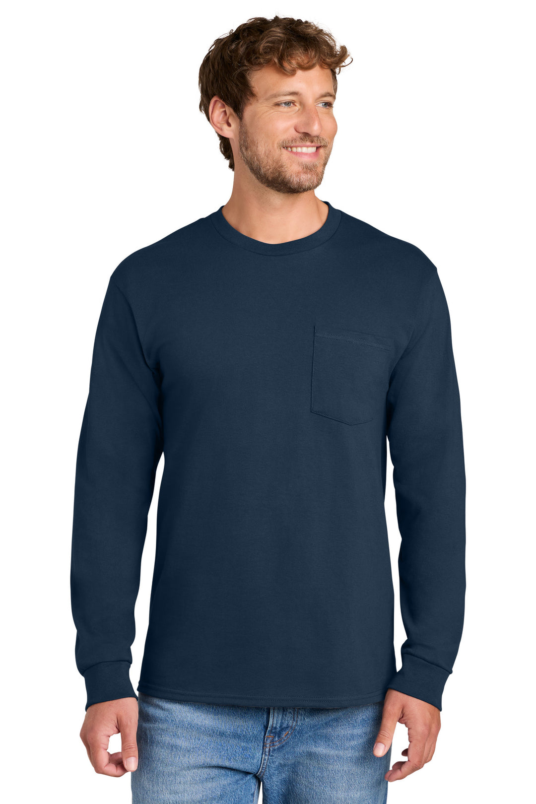 Port &amp; Co Tall Long Sleeve Essential Pocket Tee