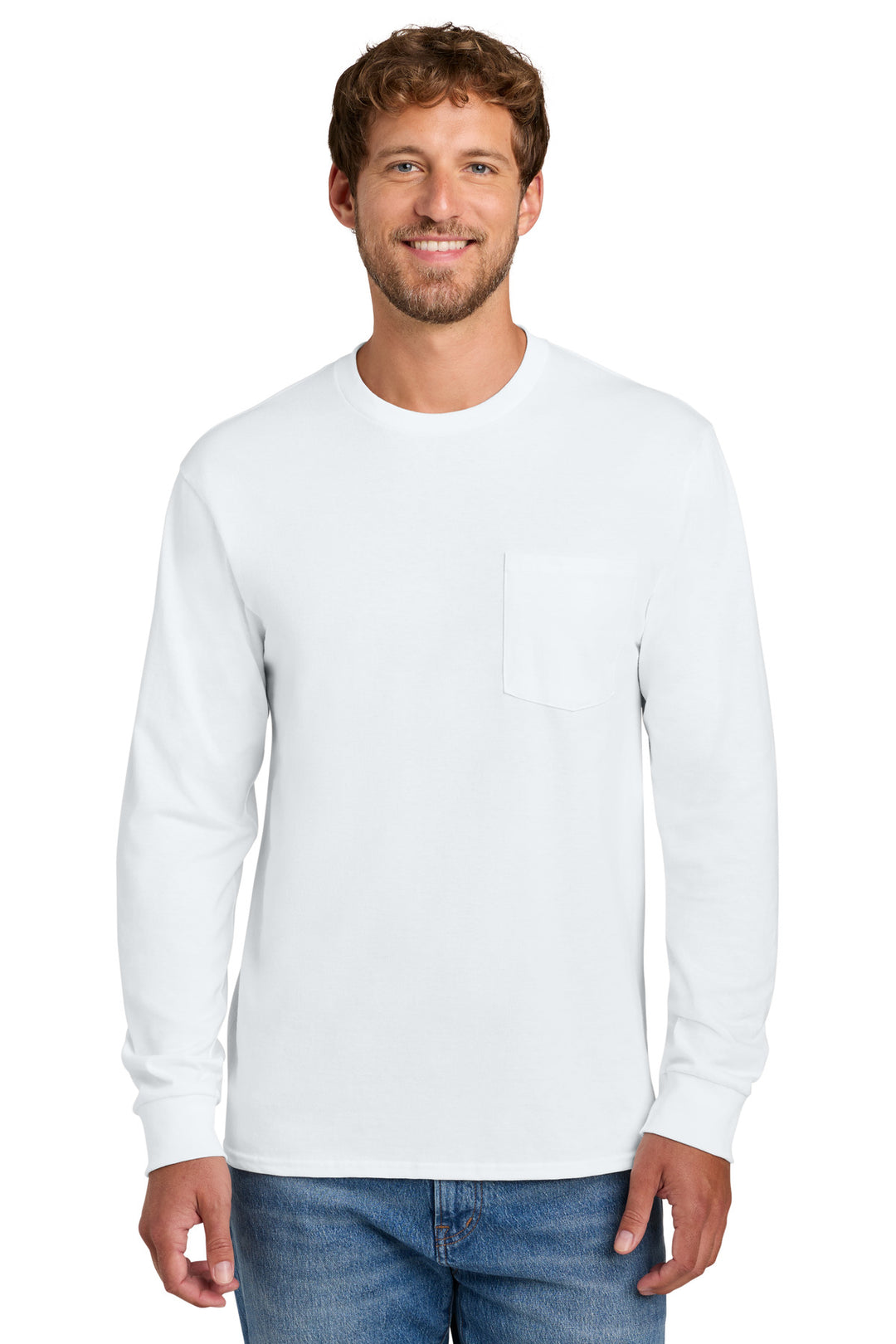 Port &amp; Co Tall Long Sleeve Essential Pocket Tee