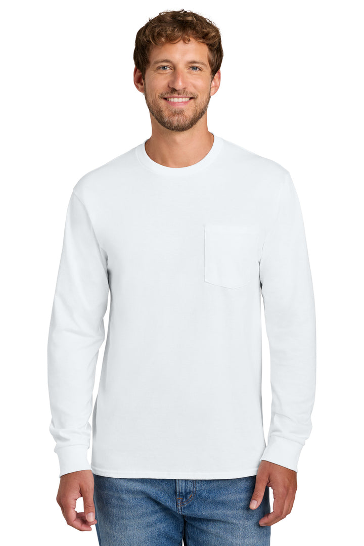 Port &amp; Co Tall Long Sleeve Essential Pocket Tee