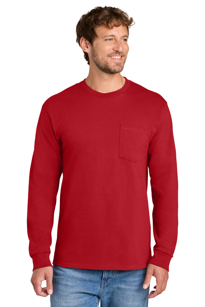 Port &amp; Co Tall Long Sleeve Essential Pocket Tee
