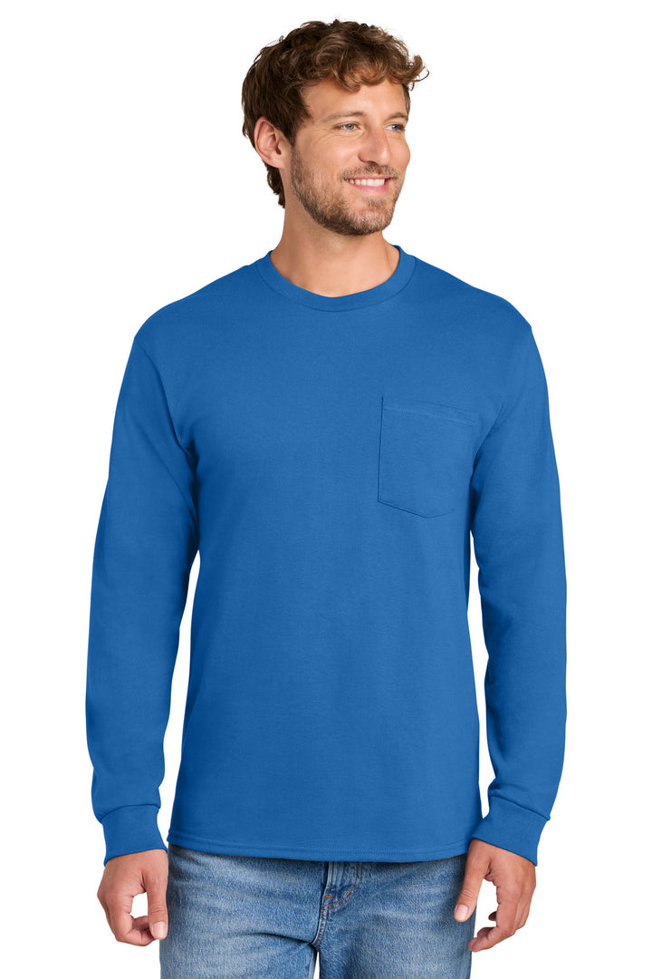 Port &amp; Co Tall Long Sleeve Essential Pocket Tee
