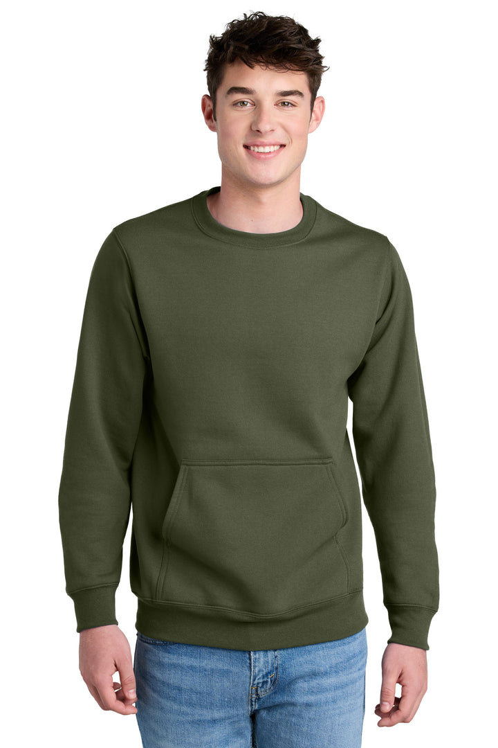 Port &amp; Co Core Fleece Crewneck Pocket Sweatshirt