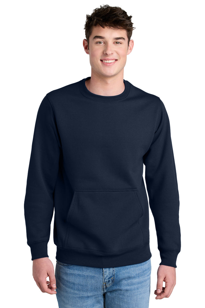 Port &amp; Co Core Fleece Crewneck Pocket Sweatshirt