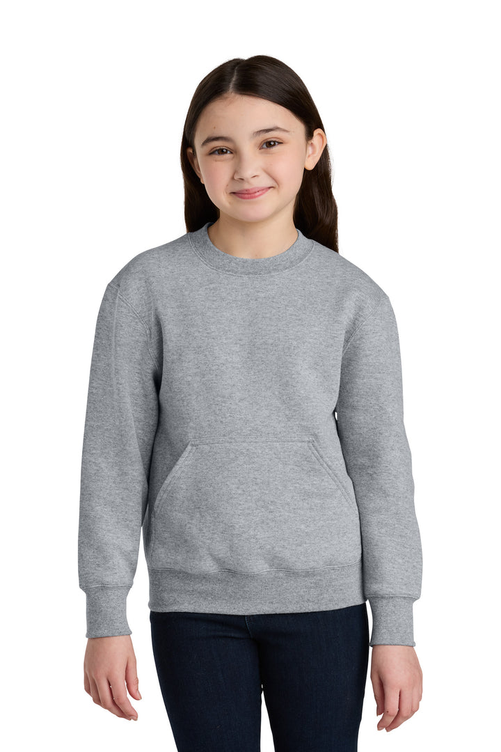 Port &amp; Co Youth Core Fleece Crewneck Pocket Sweatshirt