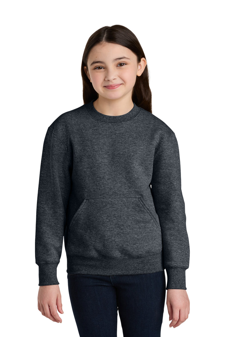 Port &amp; Co Youth Core Fleece Crewneck Pocket Sweatshirt