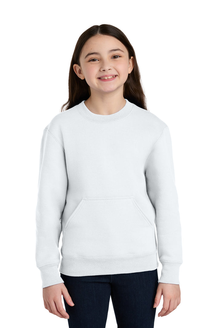 Port &amp; Co Youth Core Fleece Crewneck Pocket Sweatshirt