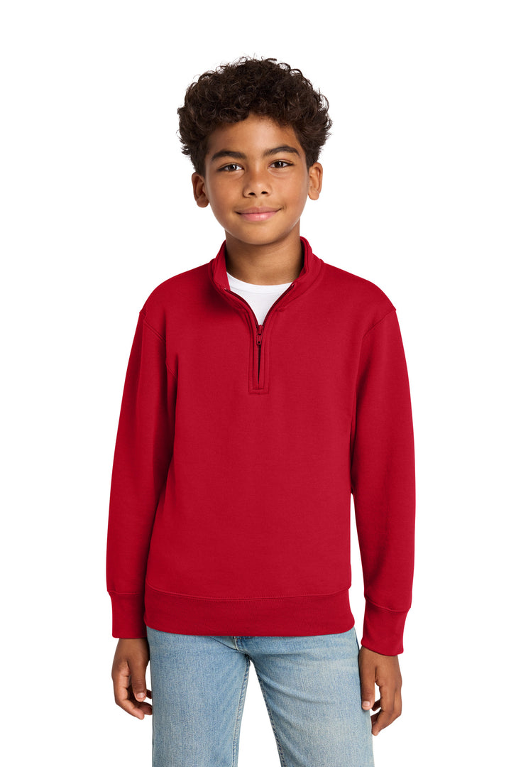 Port &amp; Co Youth Core Fleece 1/4-Zip Pullover Sweatshirt