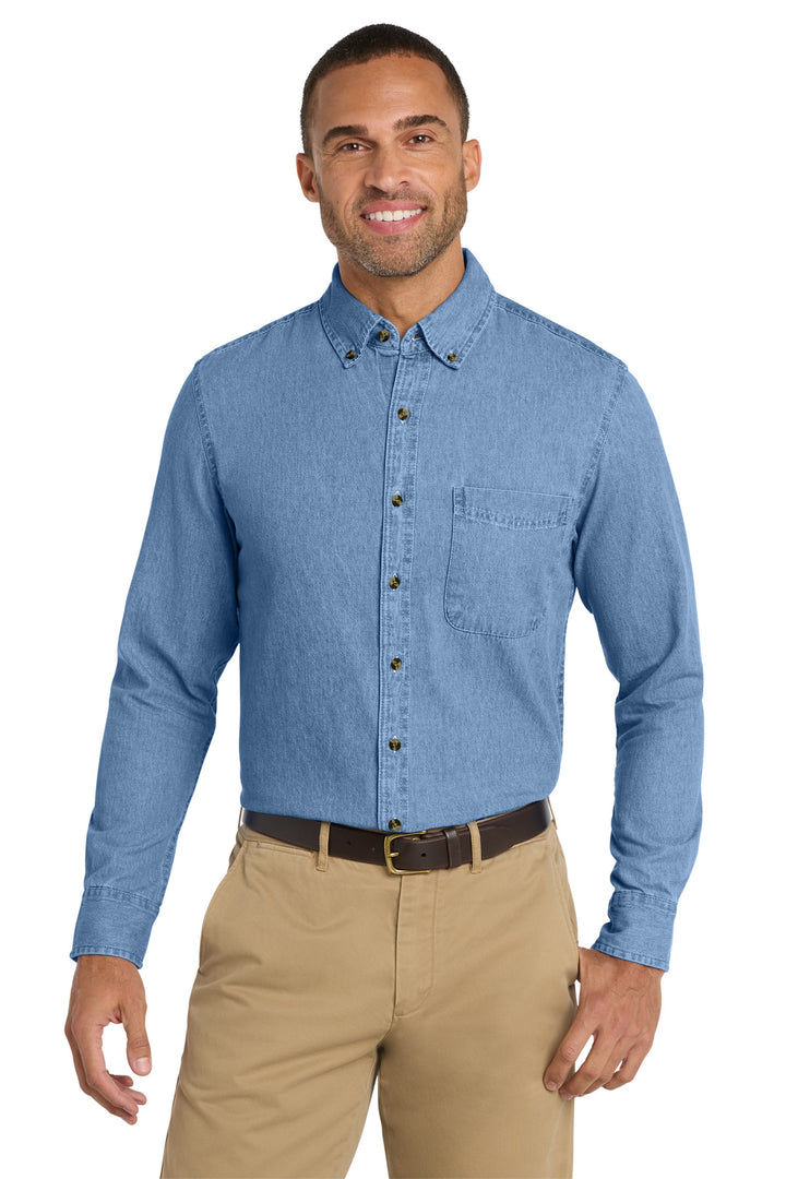 Port &amp; Co Long Sleeve Value Denim Shirt