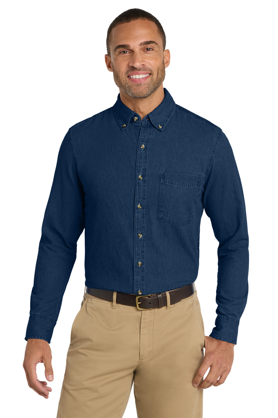 Port &amp; Co Long Sleeve Value Denim Shirt