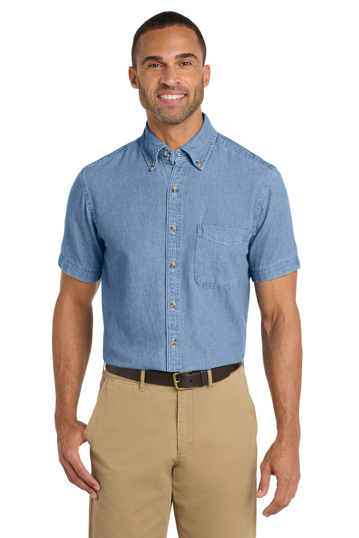 Port &amp; Co Short Sleeve Value Denim Shirt
