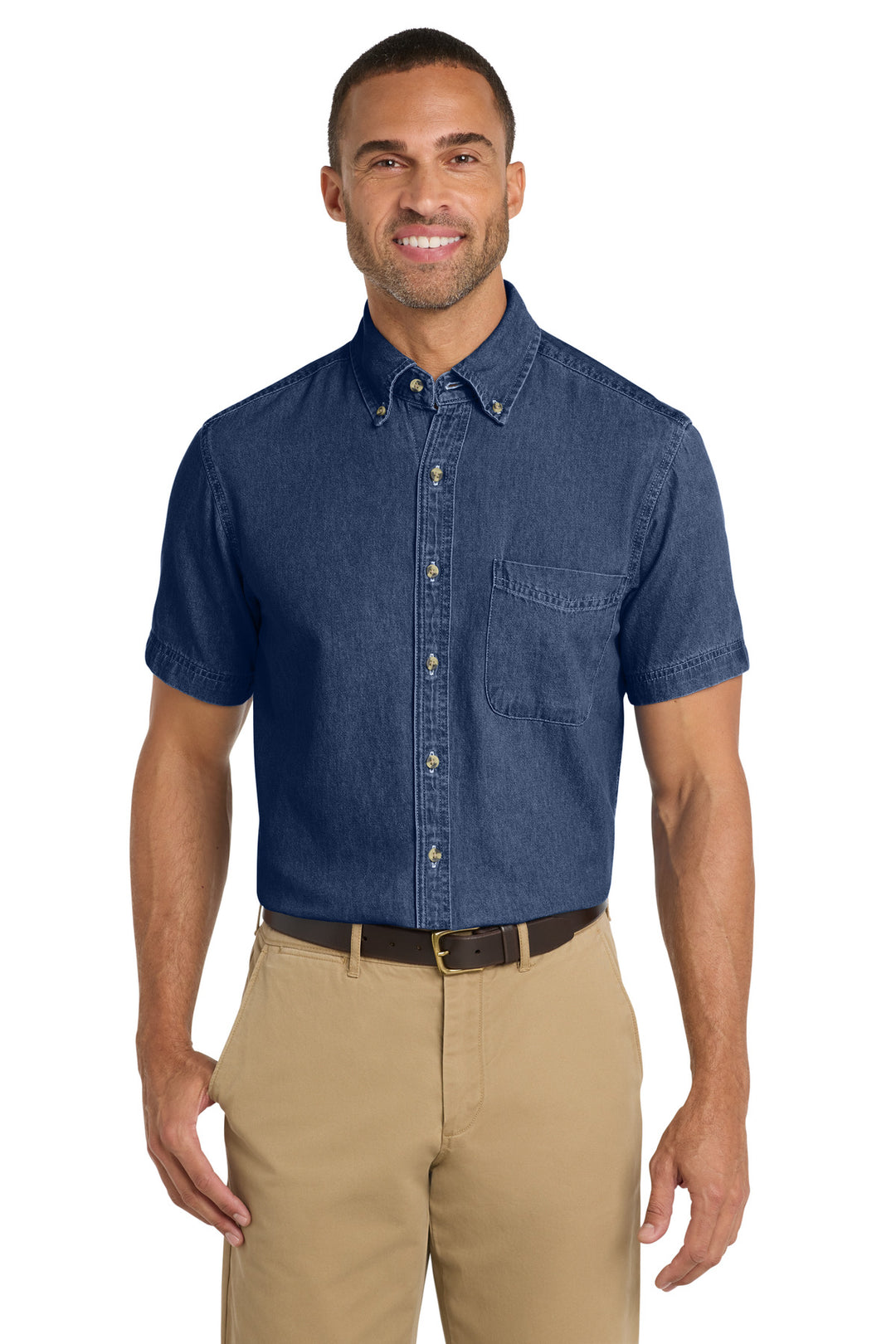 Port &amp; Co Short Sleeve Value Denim Shirt