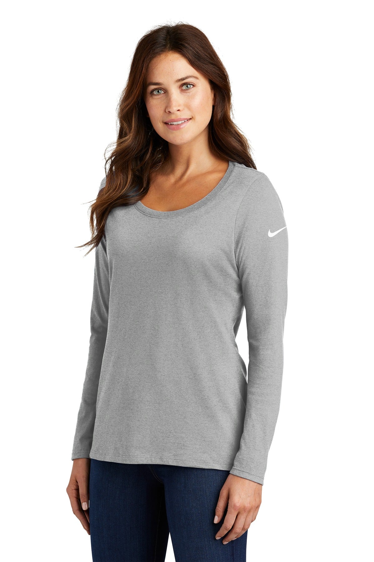 Nike Ladies Core Cotton Long Sleeve Scoop Neck Tee. NKBQ5235 - BT Imprintables Shirts
